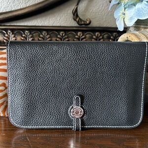 Hermes Black Textured Leather Clutch